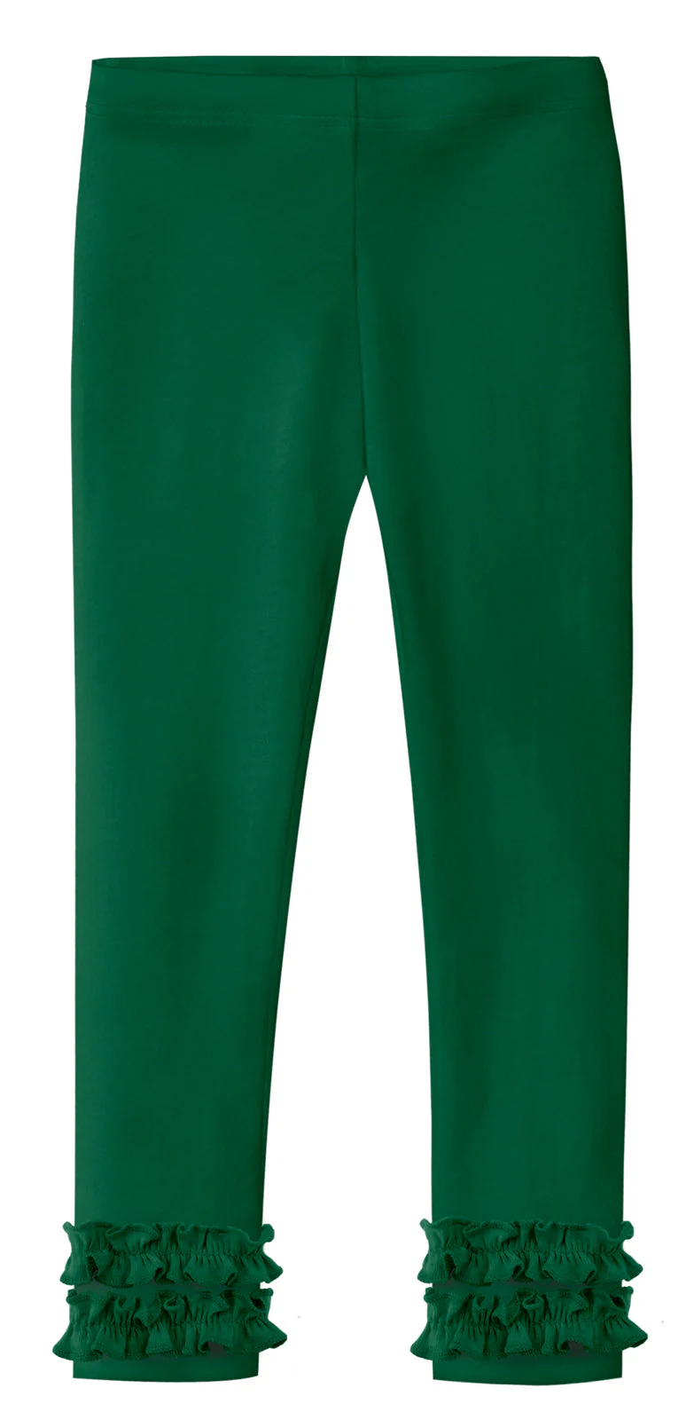Girls Soft Cotton Ruffle Leggings | Forest Green - Drispect