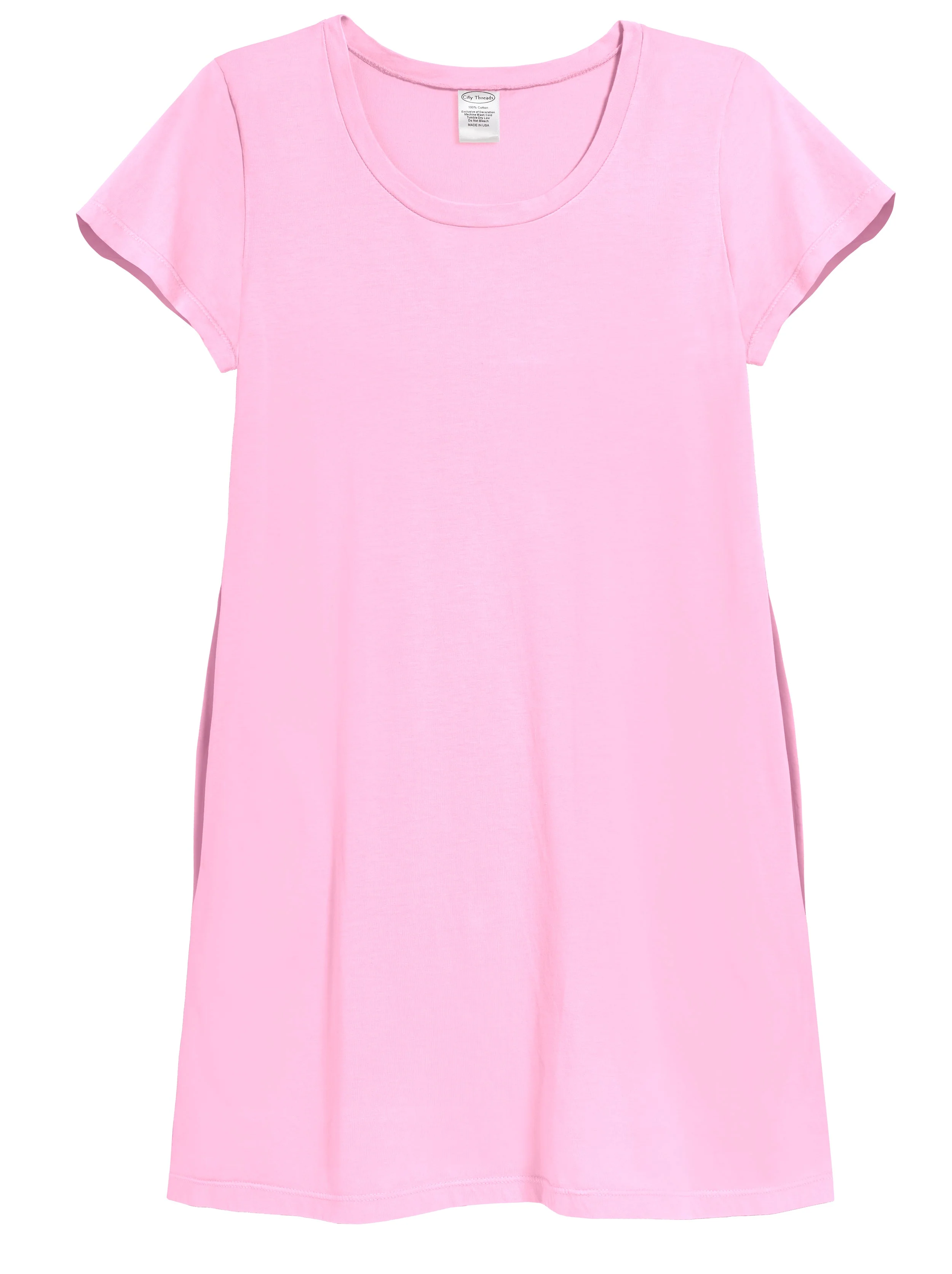 Women's Soft Supima Cotton Easy Cover-Up T-Shirt Pocket Dress | Bright Light Pink - Drispect