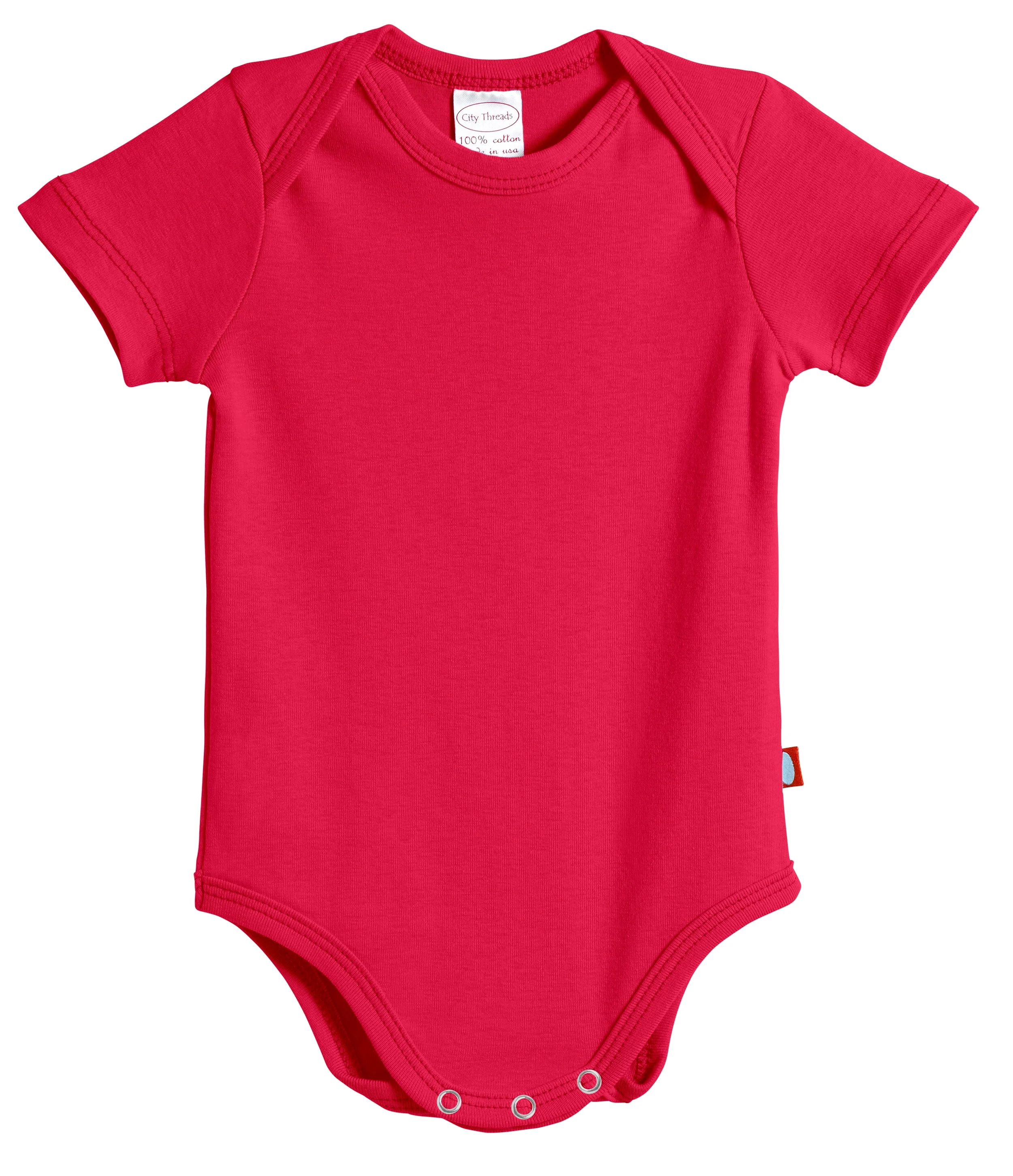 Super-Soft Organic Cotton Baby Rib Short Sleeve Snap Onesie| Candy Apple - Drispect