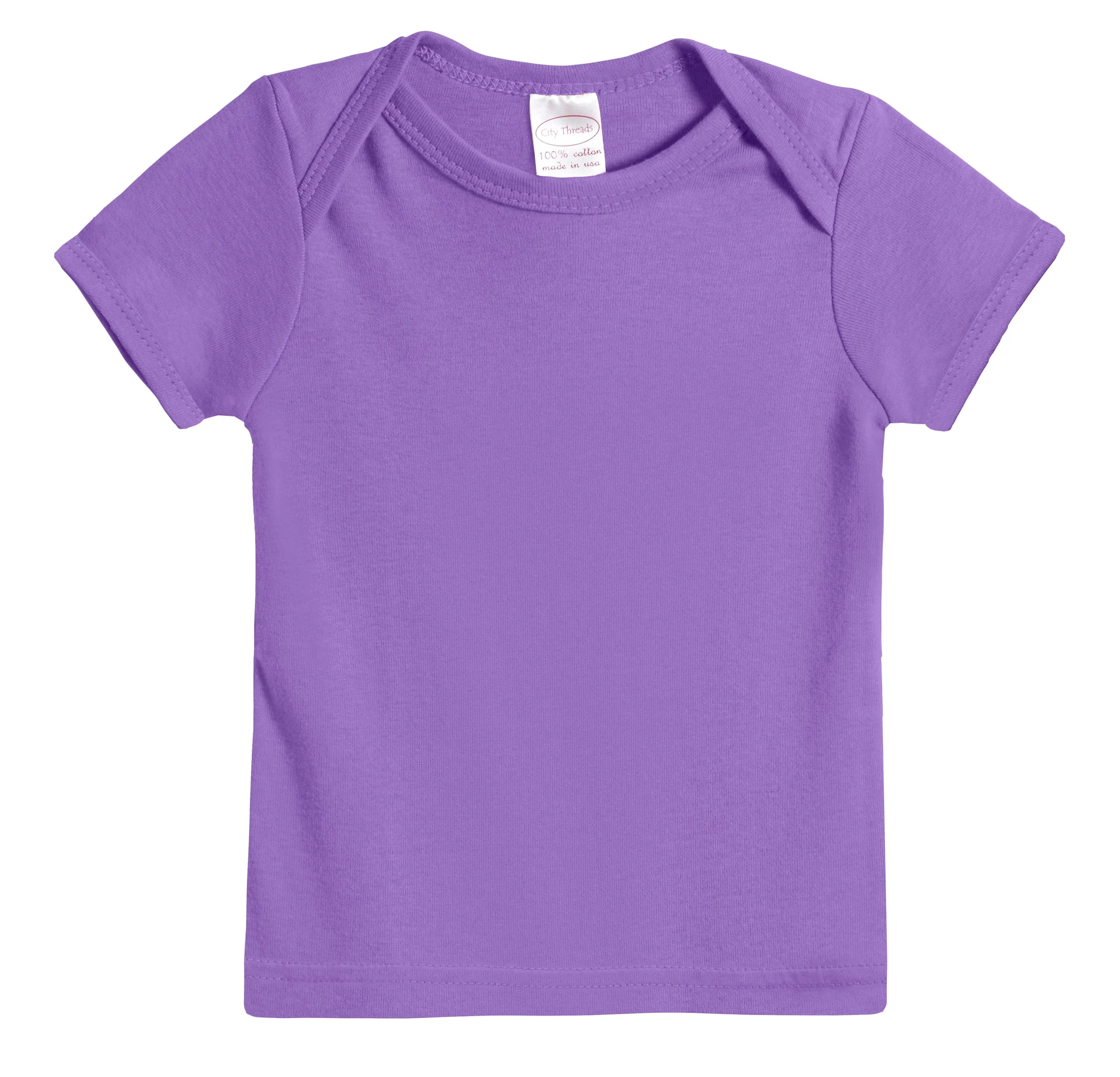Super-Soft Organic Cotton Baby Rib Short Sleeve Lap Tee| Deep Purple - Drispect