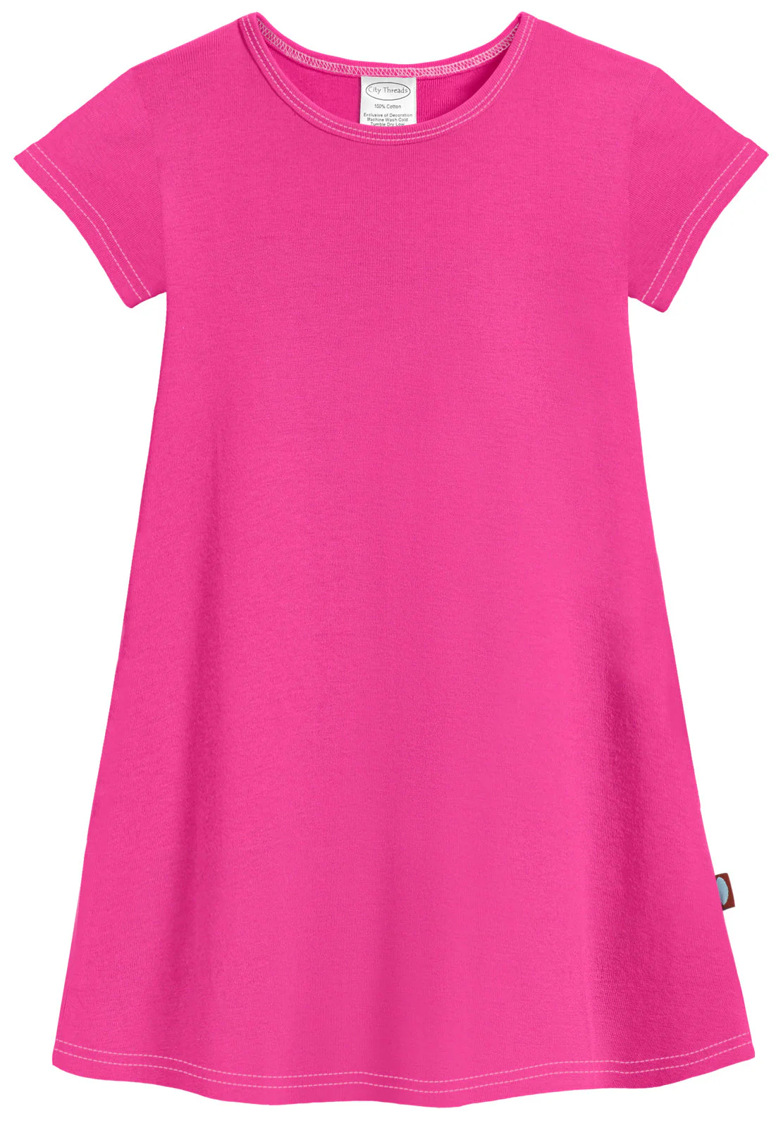 Girls Soft Cotton Jersey Cap Sleeve Dress | Hot Pink - Drispect