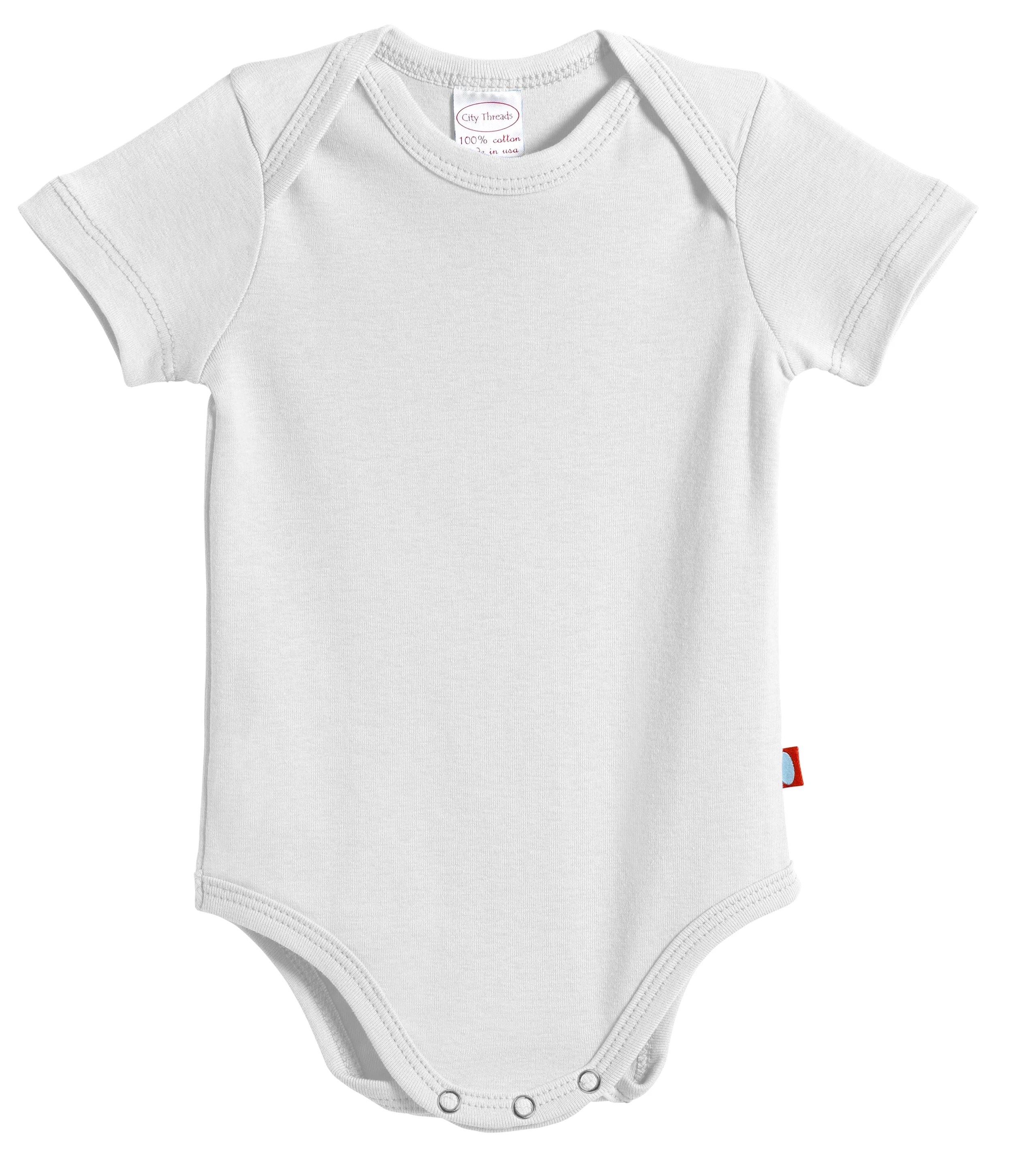 Super-Soft Organic Cotton Baby Rib Short Sleeve Snap Onesie| White - Drispect