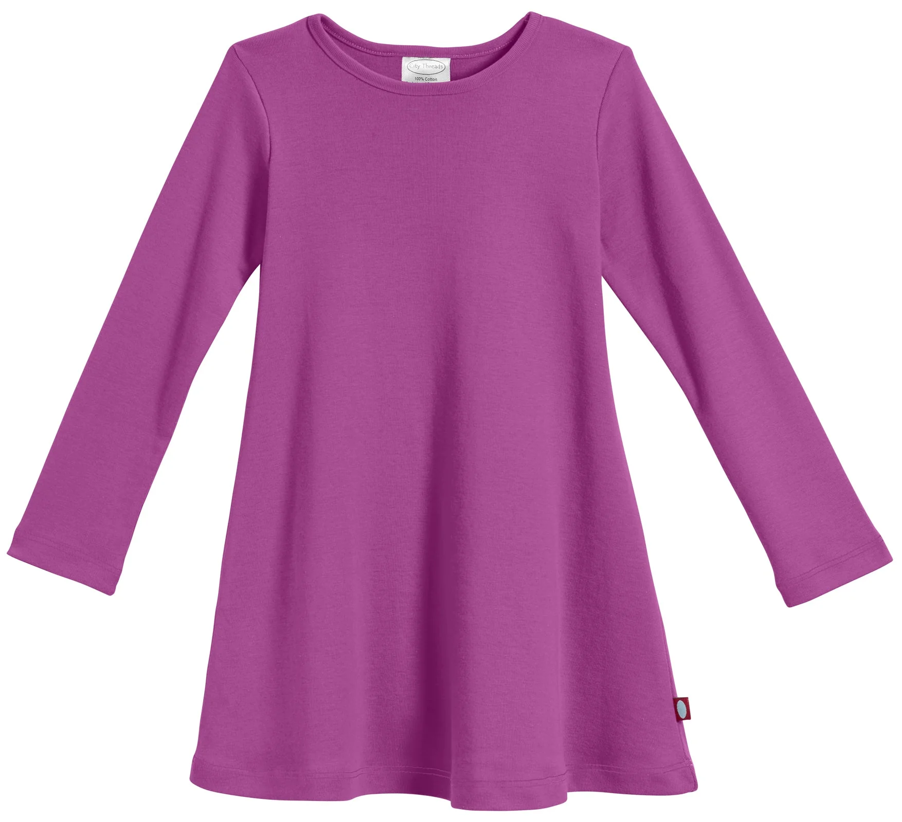 Girls Soft Cotton Long Sleeve Baby Rib Dress | Plum - Drispect
