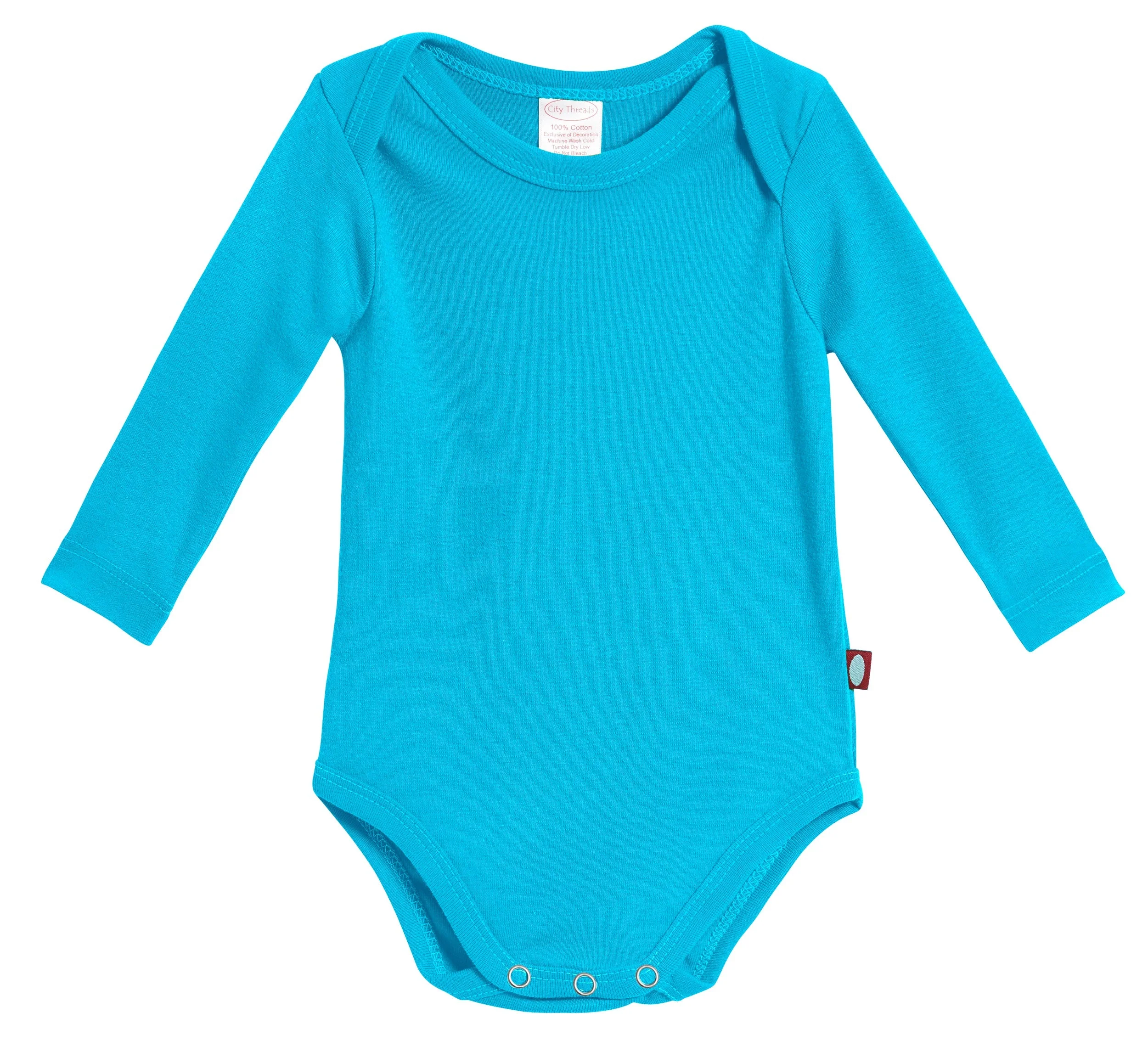 Super-Soft Organic Cotton Baby Rib Long Sleeve Snap Onesie| Turquoise - Drispect