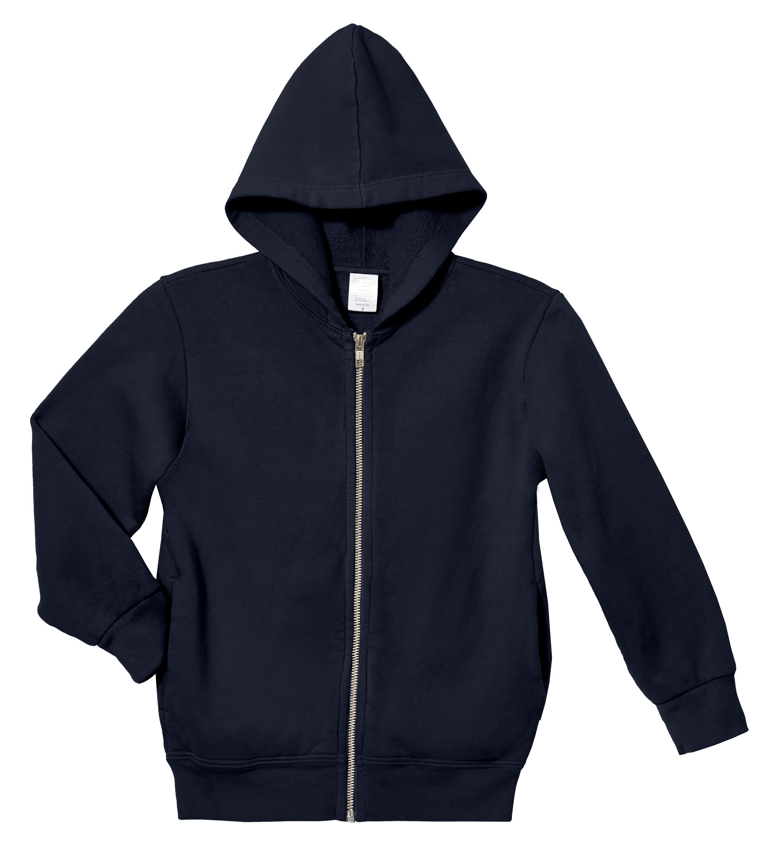 Soft & Cozy 100% Cotton Fleece Zip Hoodie with Inner Pockets | Dark Navy - Drispect