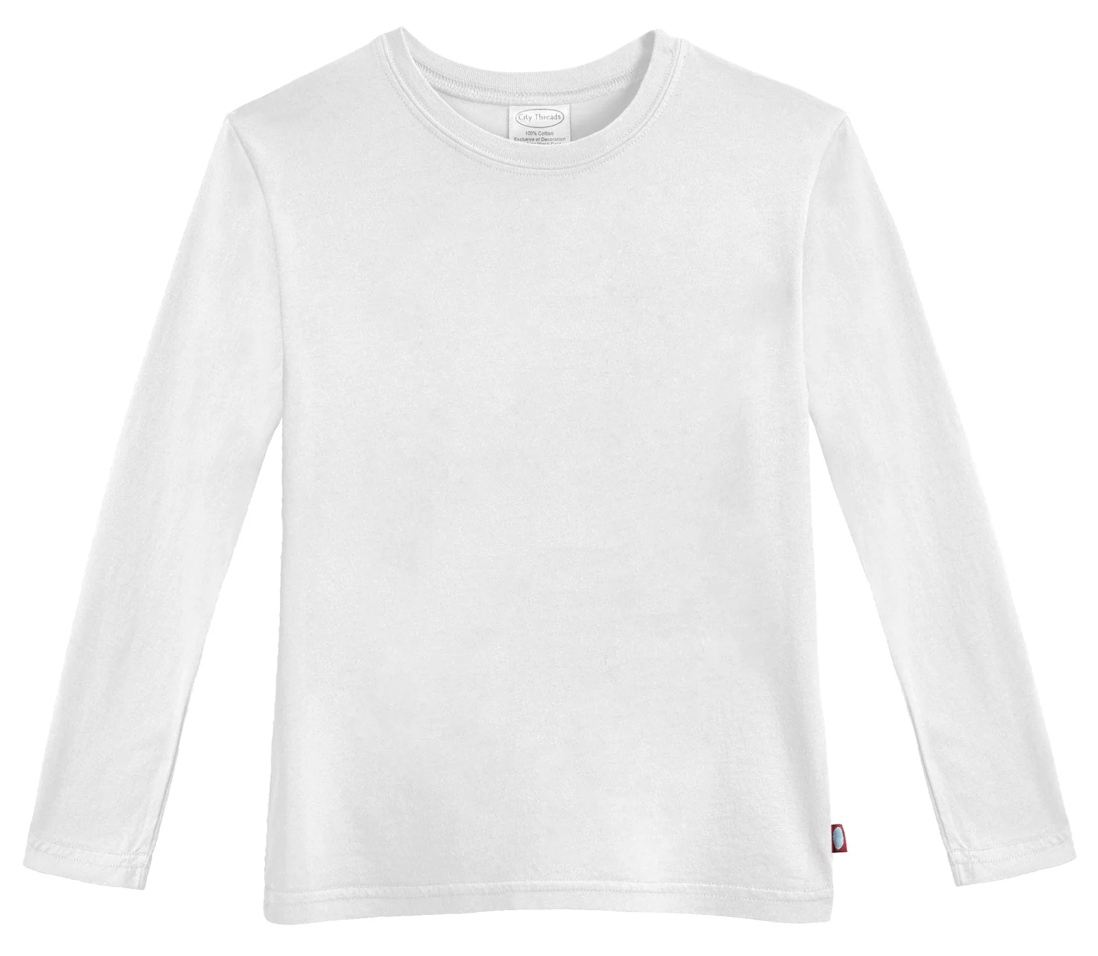Boys Soft Cotton Jersey Long Sleeve Tee | White - Drispect