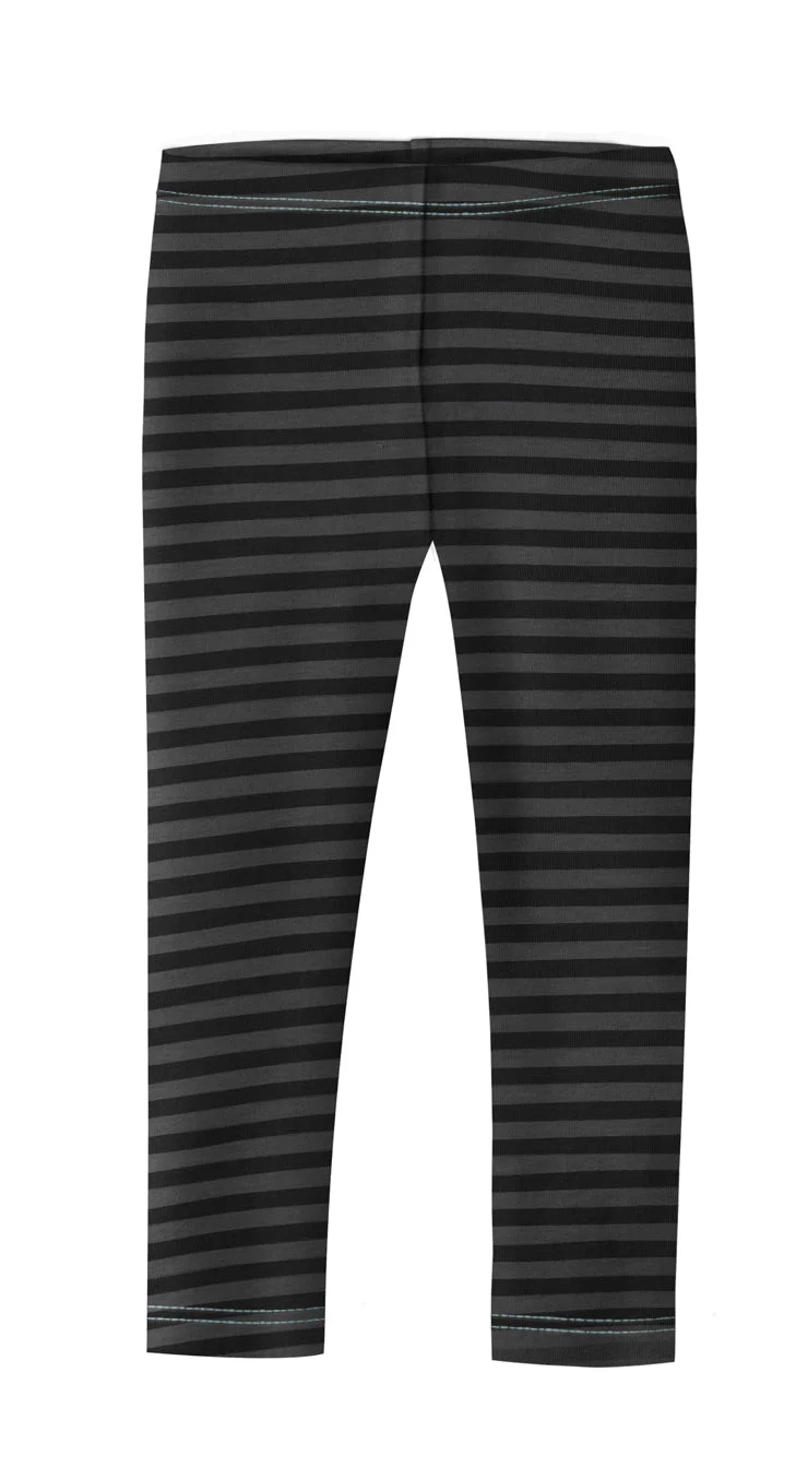 Girls Soft Stripe Leggings  | Black - Drispect