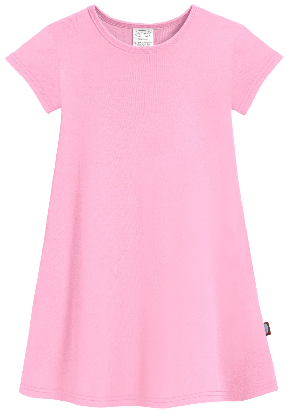 Girls Soft Cotton Jersey Cap Sleeve Dress | Bright Light Pink - Drispect