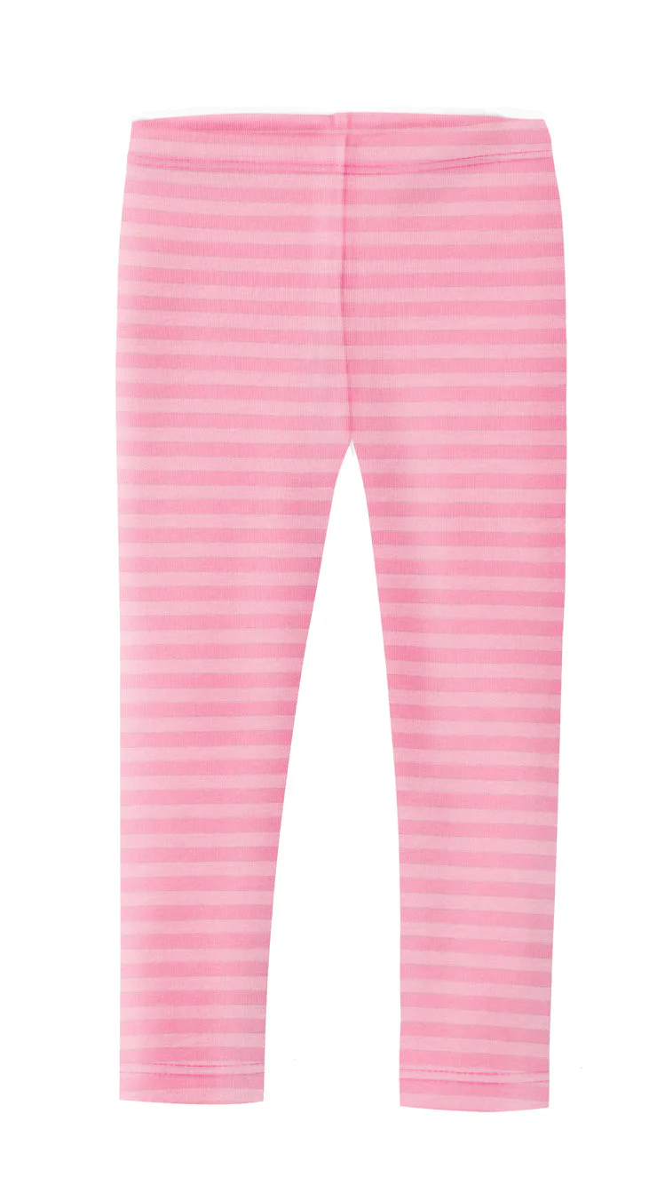 Girls Soft Stripe Leggings  | Pink - Drispect