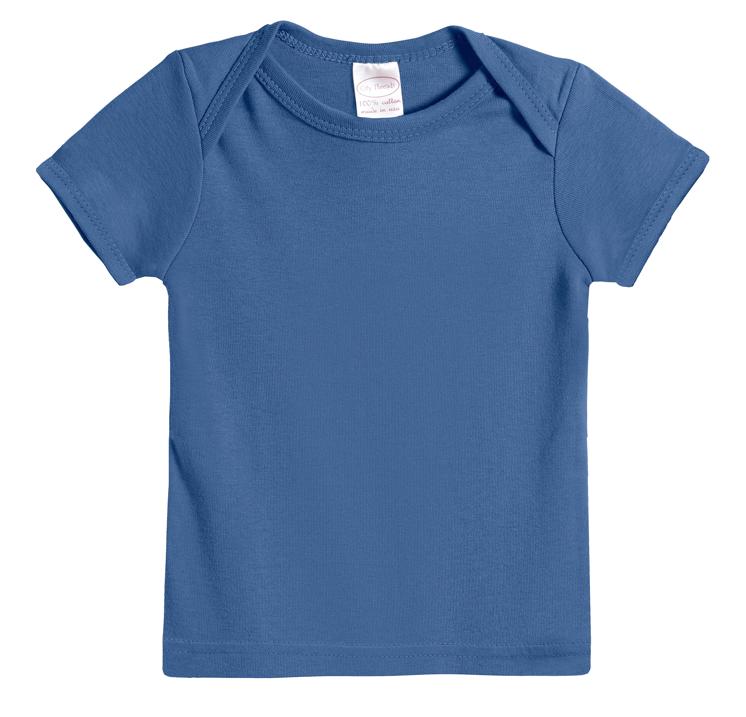 Super-Soft Organic Cotton Baby Rib Short Sleeve Lap Tee| Smurf - Drispect