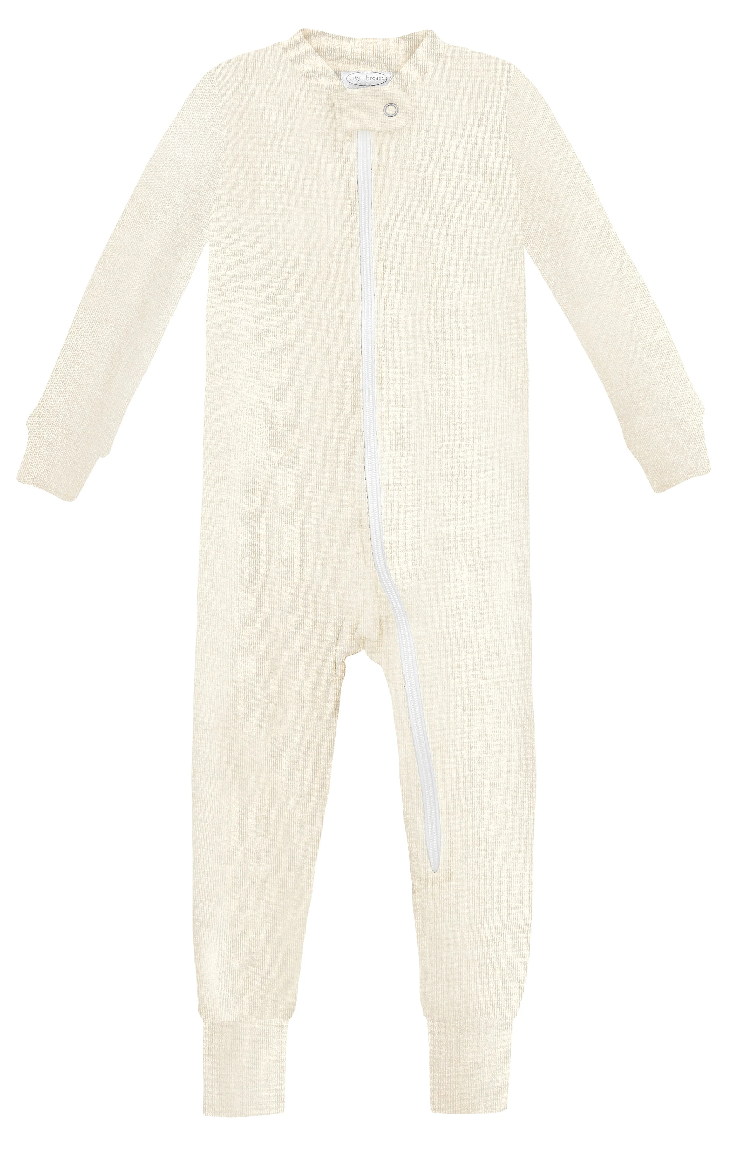 Super-Soft Organic Cotton Footless Zip Footie| Oatmeal - Drispect