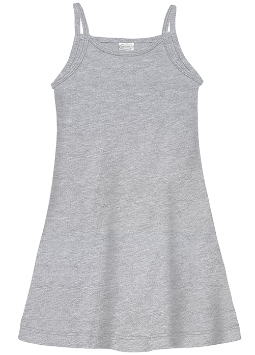 Girls Soft Cotton Camisole Dress  | Heather Gray - Drispect