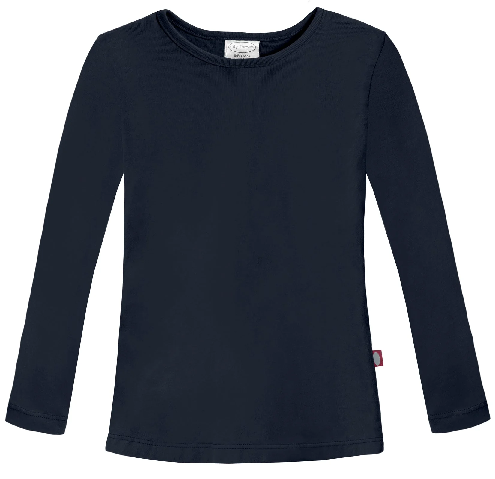 Girls Soft Cotton Jersey Long Sleeve Tee | Navy - Drispect