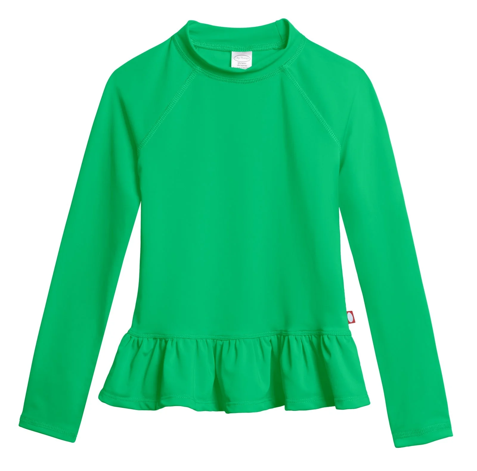 Girls UPF 50+ Peplum Long Sleeve Rashguard | Elf Green - Drispect