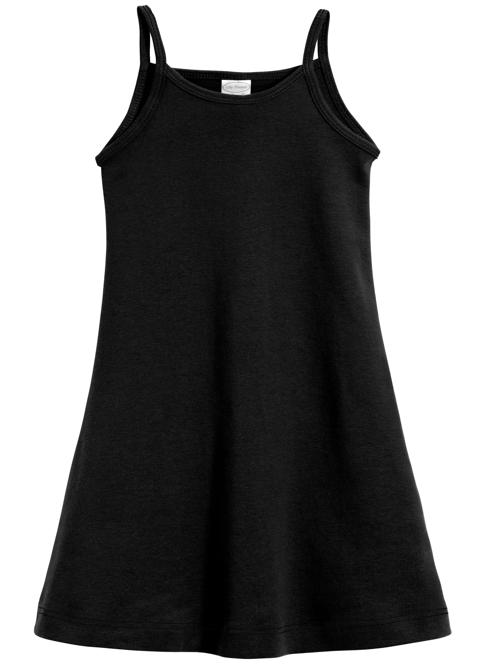 Girls Soft Cotton Camisole Dress  | Black - Drispect