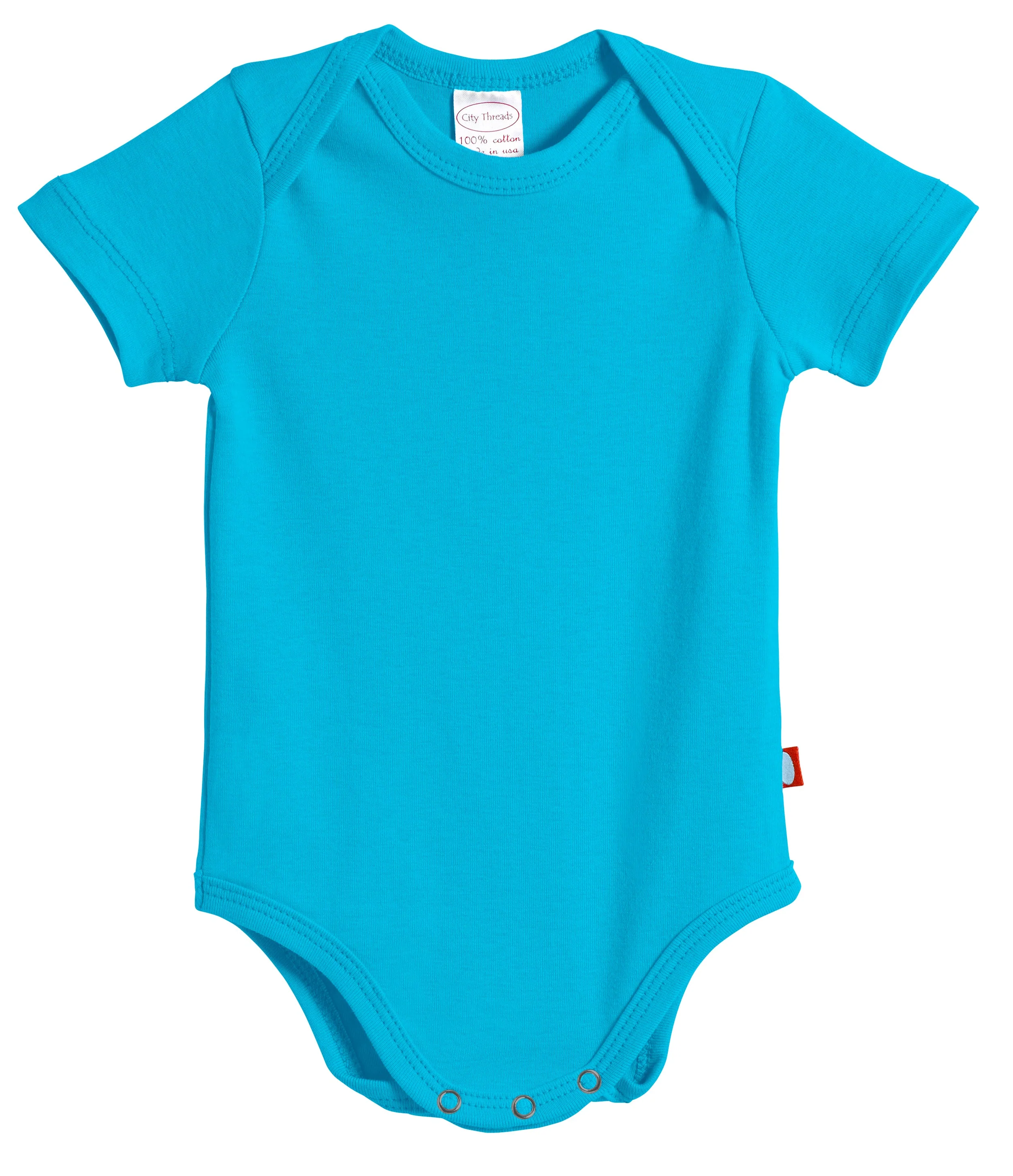 Super-Soft Organic Cotton Baby Rib Short Sleeve Snap Onesie| Turquoise - Drispect