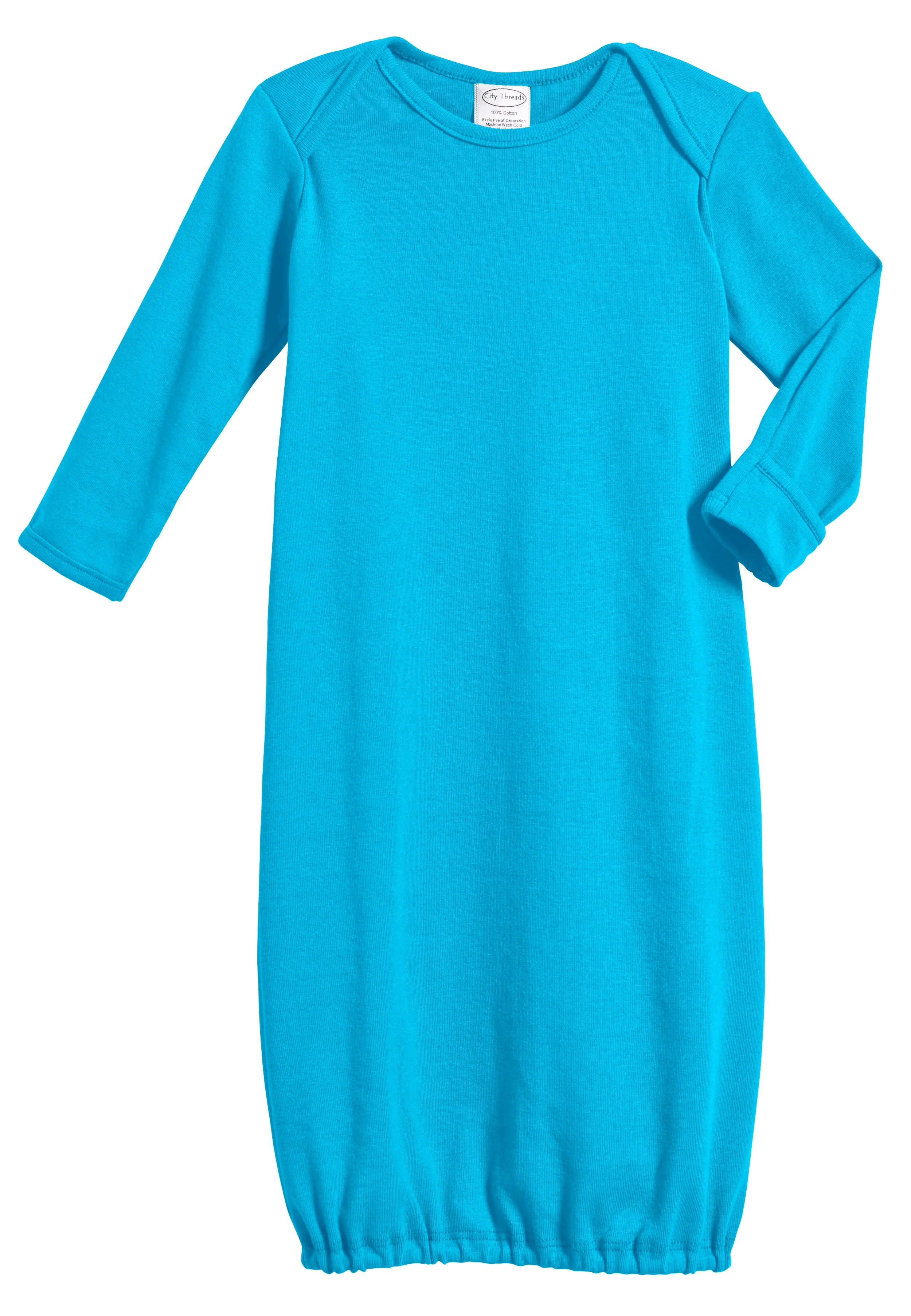 Super-Soft Organic Cotton Baby Rib Gown | Turquoise - Drispect
