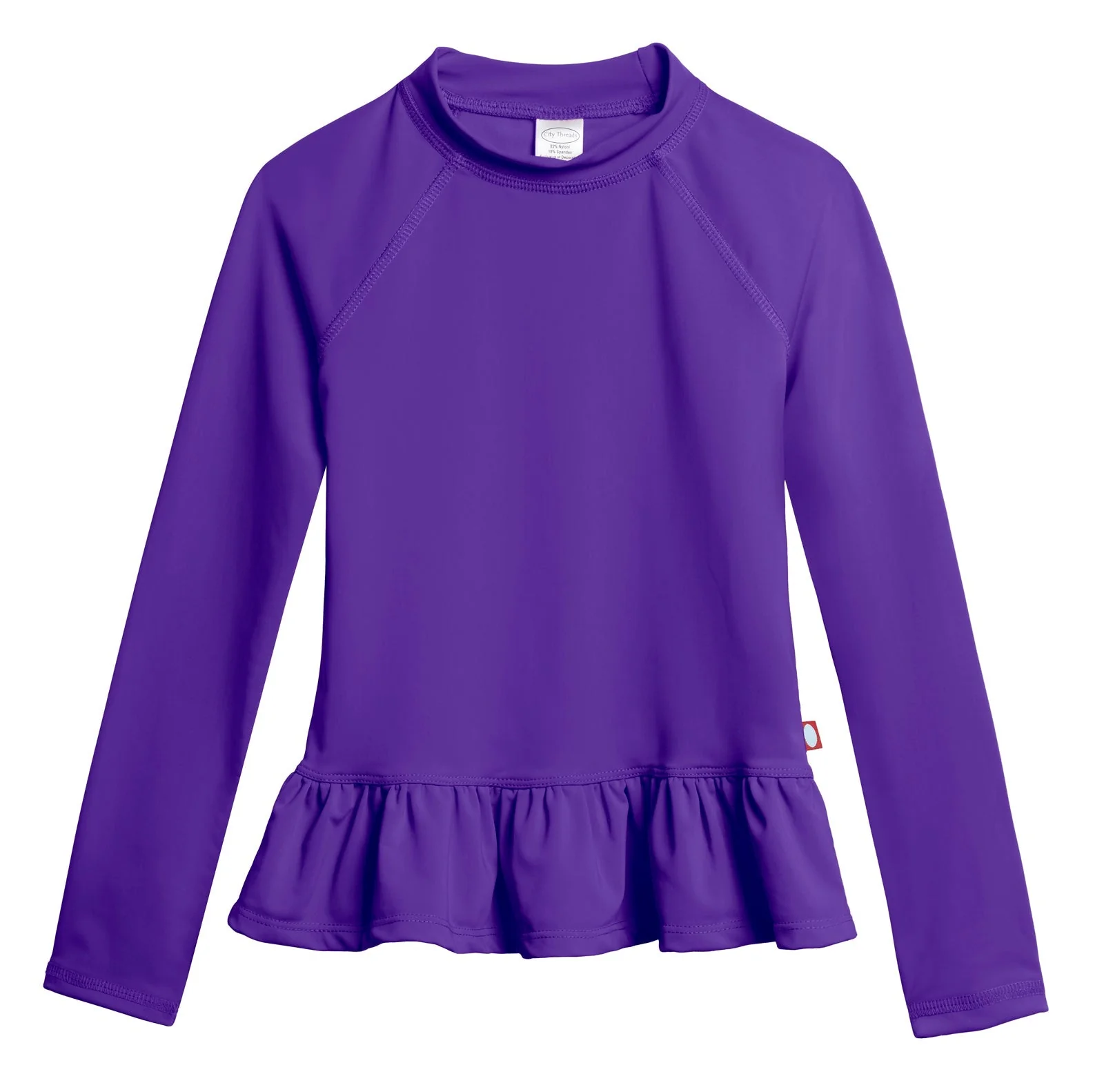 Girls UPF 50+ Peplum Long Sleeve Rashguard | Purple - Drispect