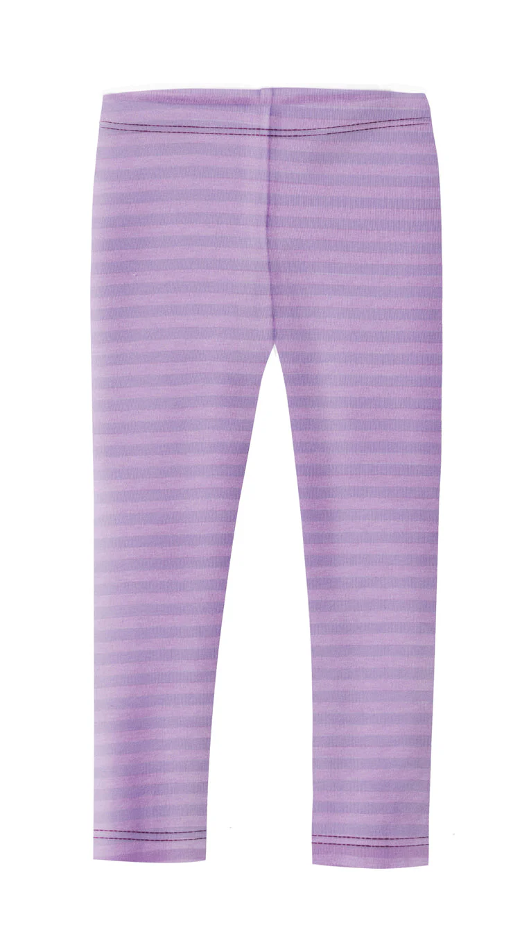 Girls Soft Stripe Leggings  | Lavender - Drispect