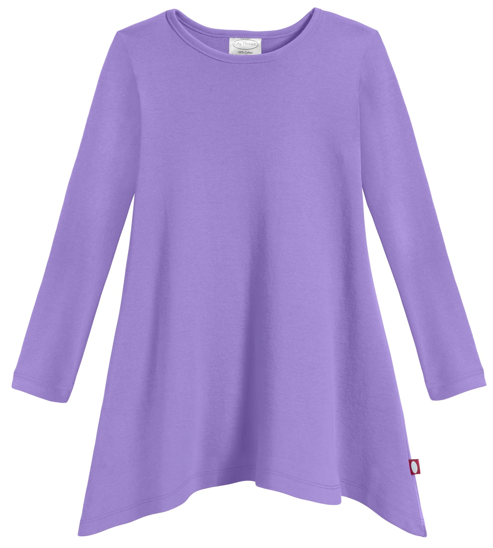 Girls Soft Cotton Jersey Long Sleeve Shark Bite Tunic | Deep Purple - Drispect