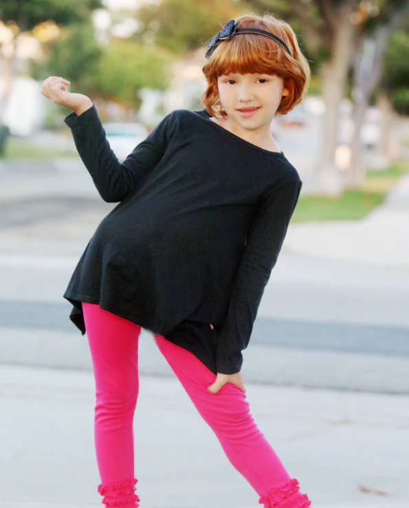 Girls Soft Cotton Jersey Long Sleeve Shark Bite Tunic | Forest Green - Drispect