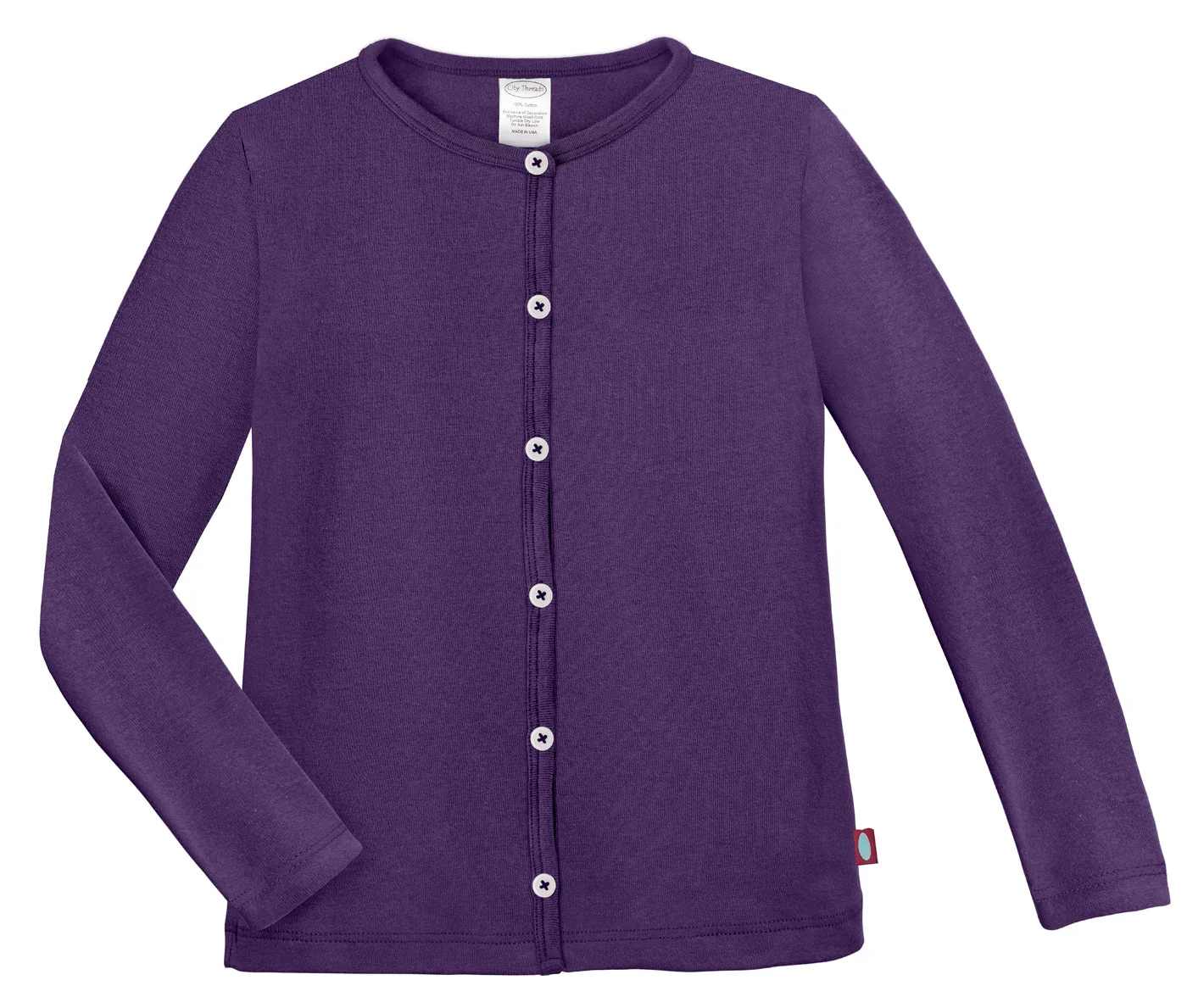 Girls Soft Cotton Button-Down Cardigan | Purple - Drispect