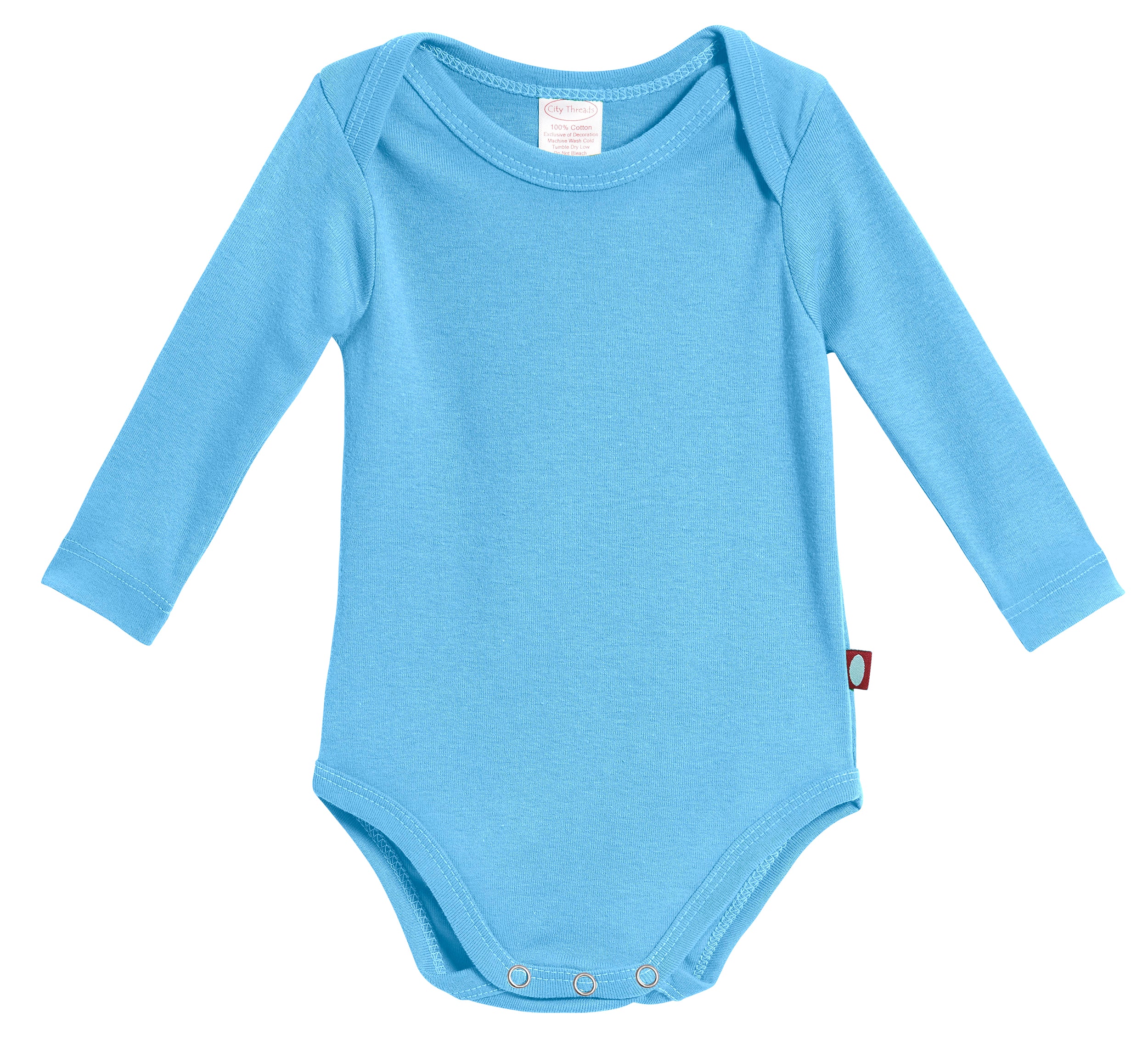 Super-Soft Organic Cotton Baby Rib Long Sleeve Snap Onesie| Bright Light Blue - Drispect
