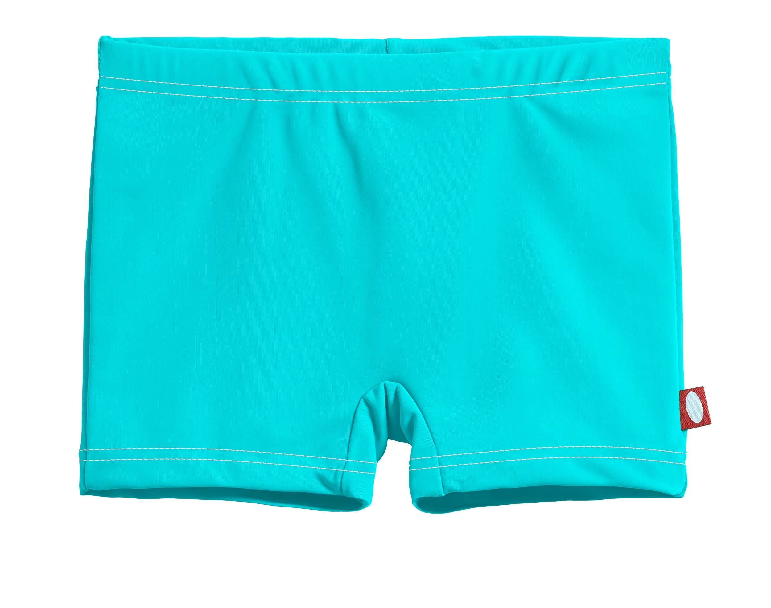 Girls UPF 50+ Swim Boy Shorts  | Turquoise w- White Stitch - Drispect