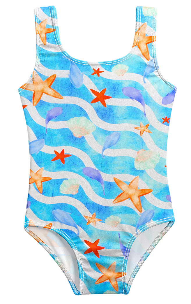 Girls UPF 50+ One Piece Swimsuit | Marine Life - Drispect