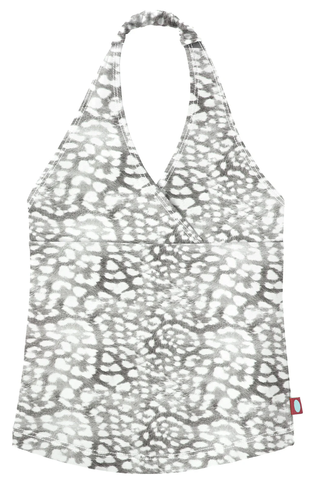 Girls UPF 50+ Printed Swim Halter Top | Leopard Monochrome - Drispect