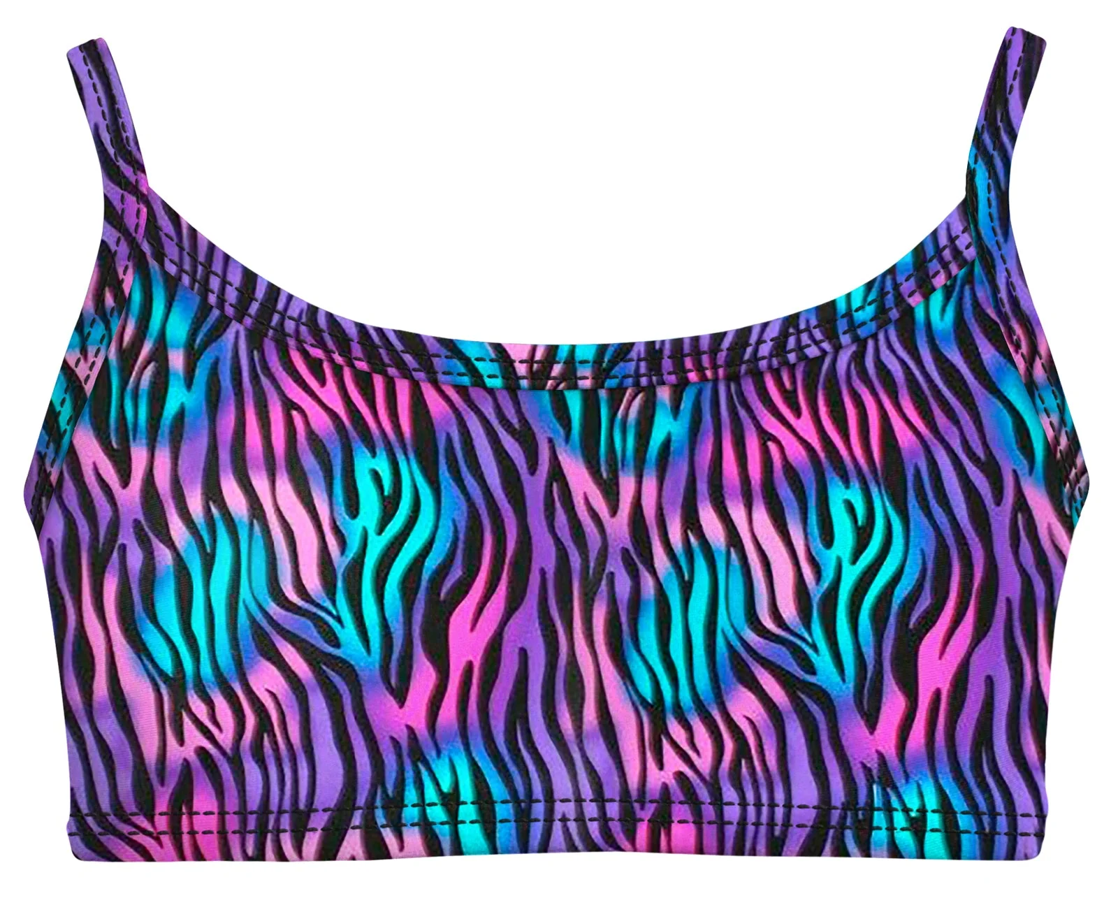 Girls UPF 50+ Printed Bikini Swim Top  | Electric Zebra - Drispect