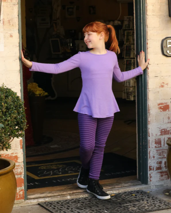 Girls Soft Cotton Long Sleeve Peplum Tee | Black - Drispect