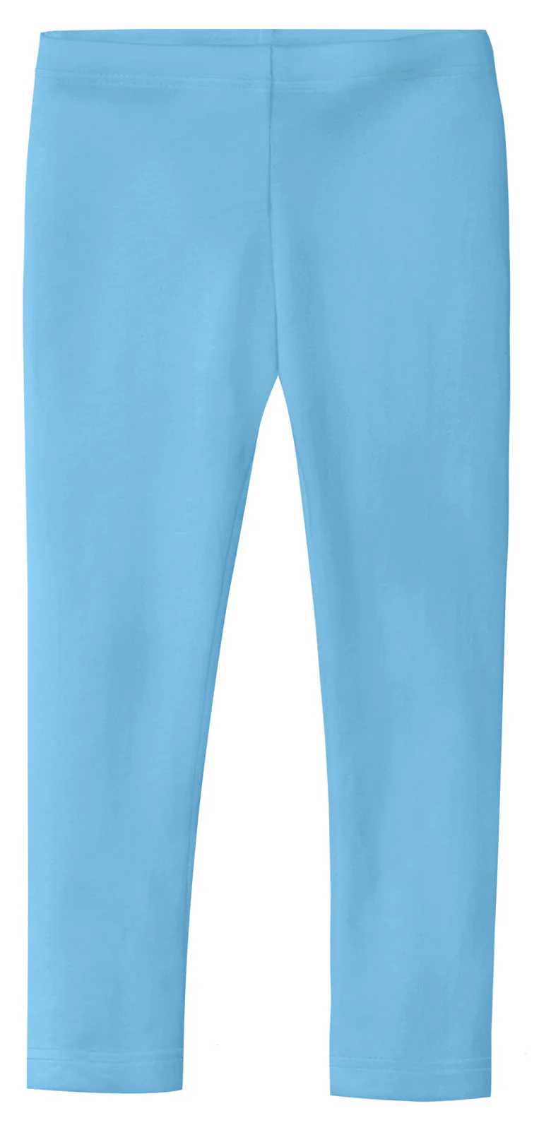Girls Soft 100% Cotton Solid Colored Leggings | Bright Light Blue - Drispect