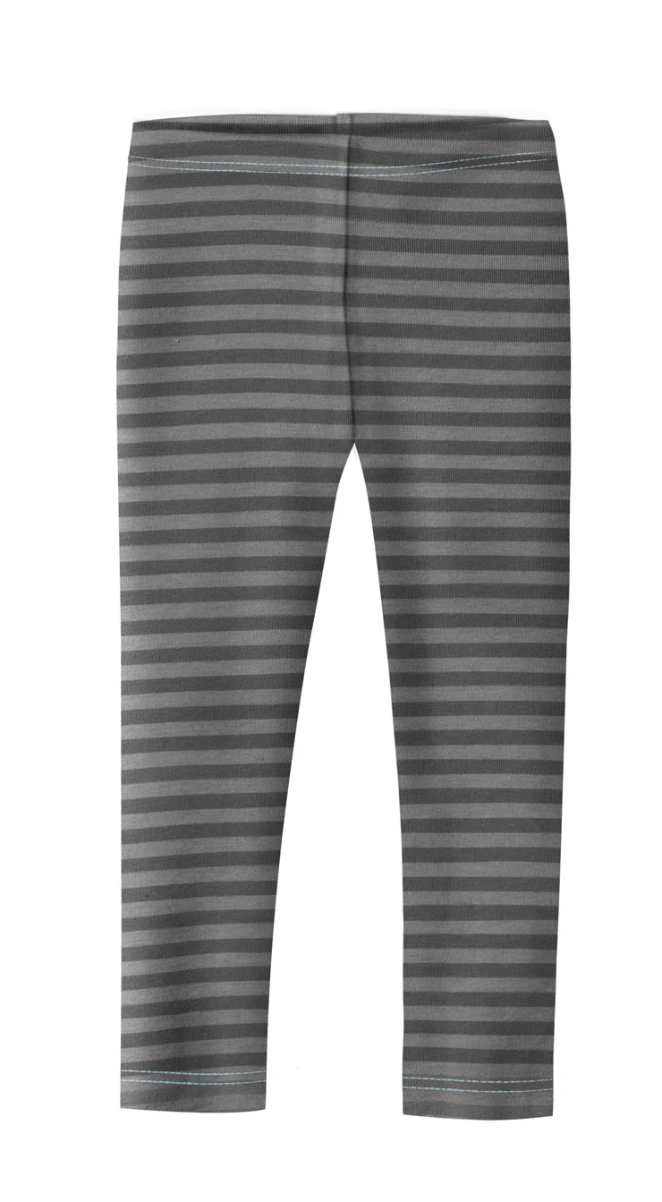 Girls Soft Stripe Leggings  | Charcoal - Drispect