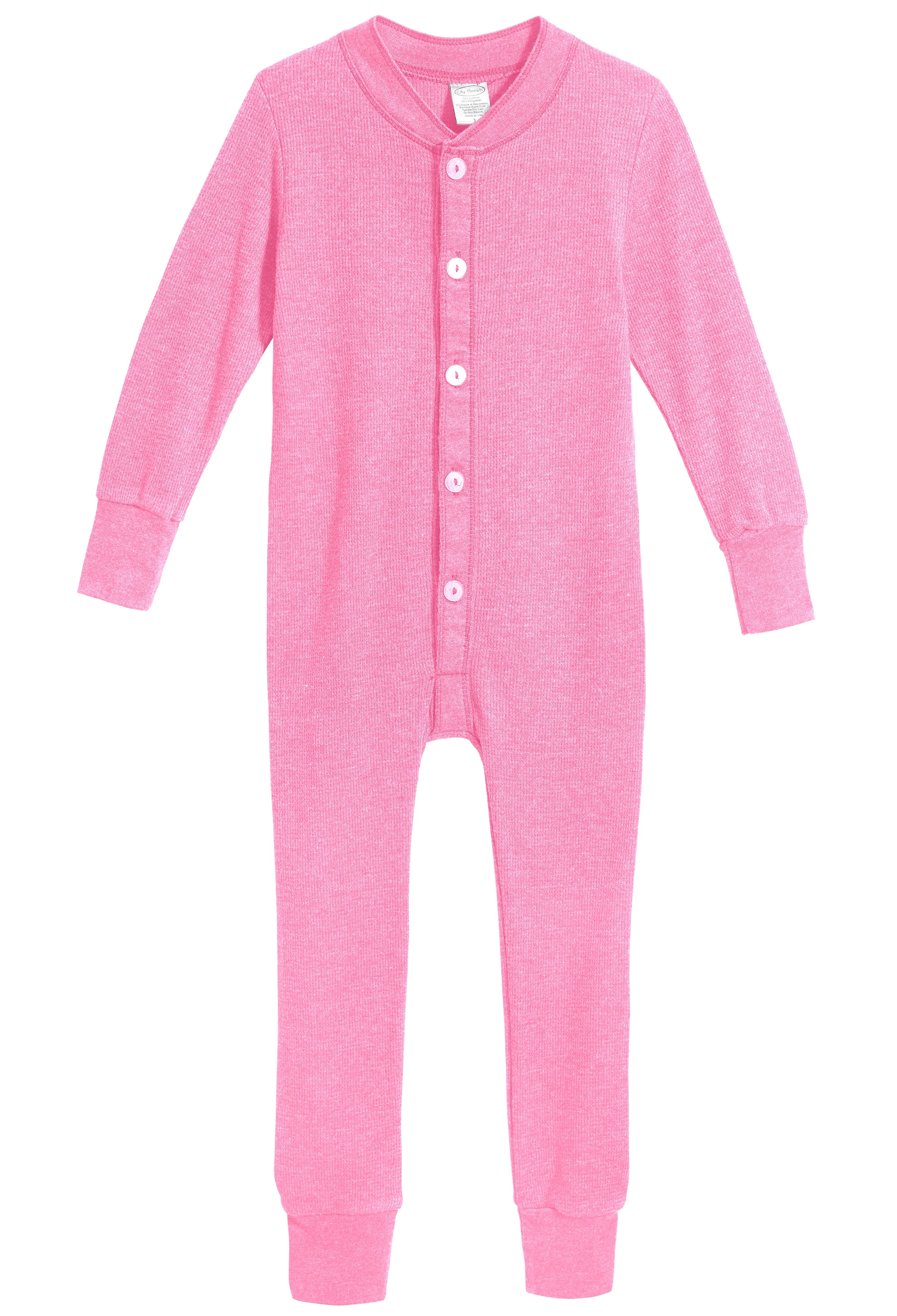 Boys and Girls Soft & Cozy Thermal One- Piece Union Suit  | Medium Pink - Drispect