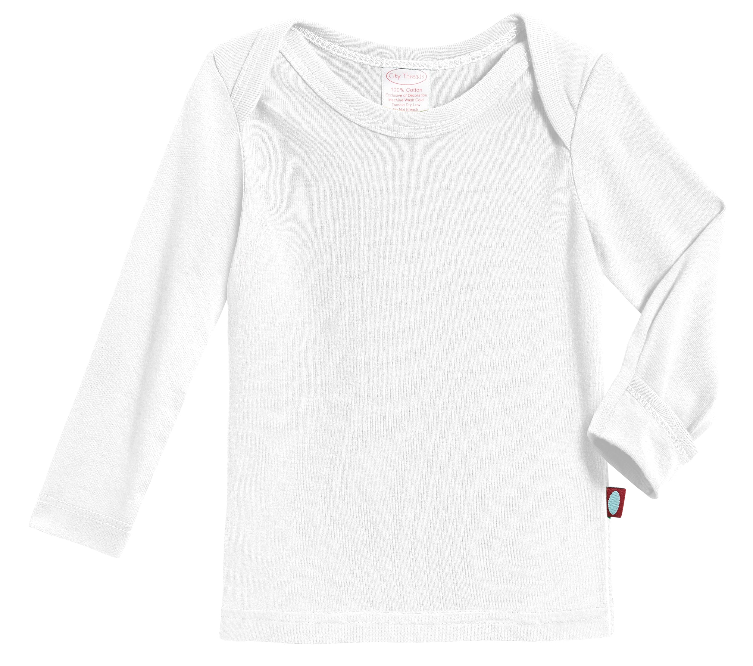 Super-Soft Organic Cotton Baby Rib Long Sleeve Lap Tee| White - Drispect