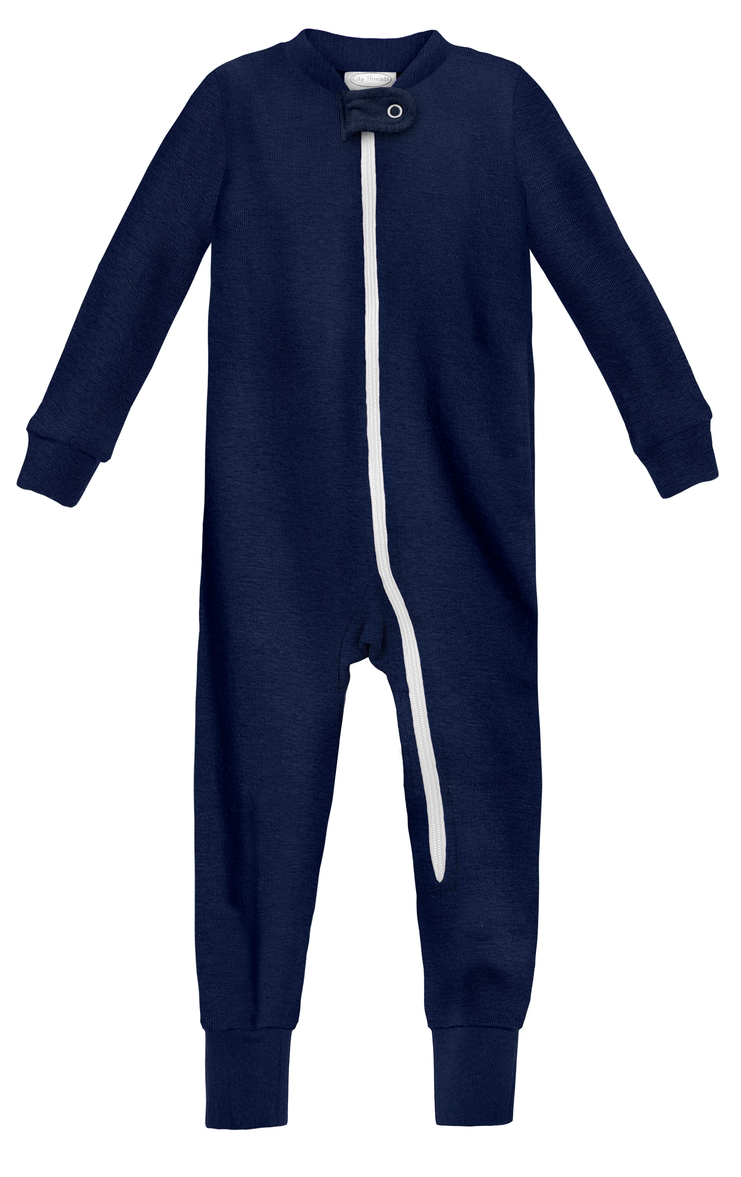 Super-Soft Organic Cotton Footless Zip Footie| Navy - Drispect