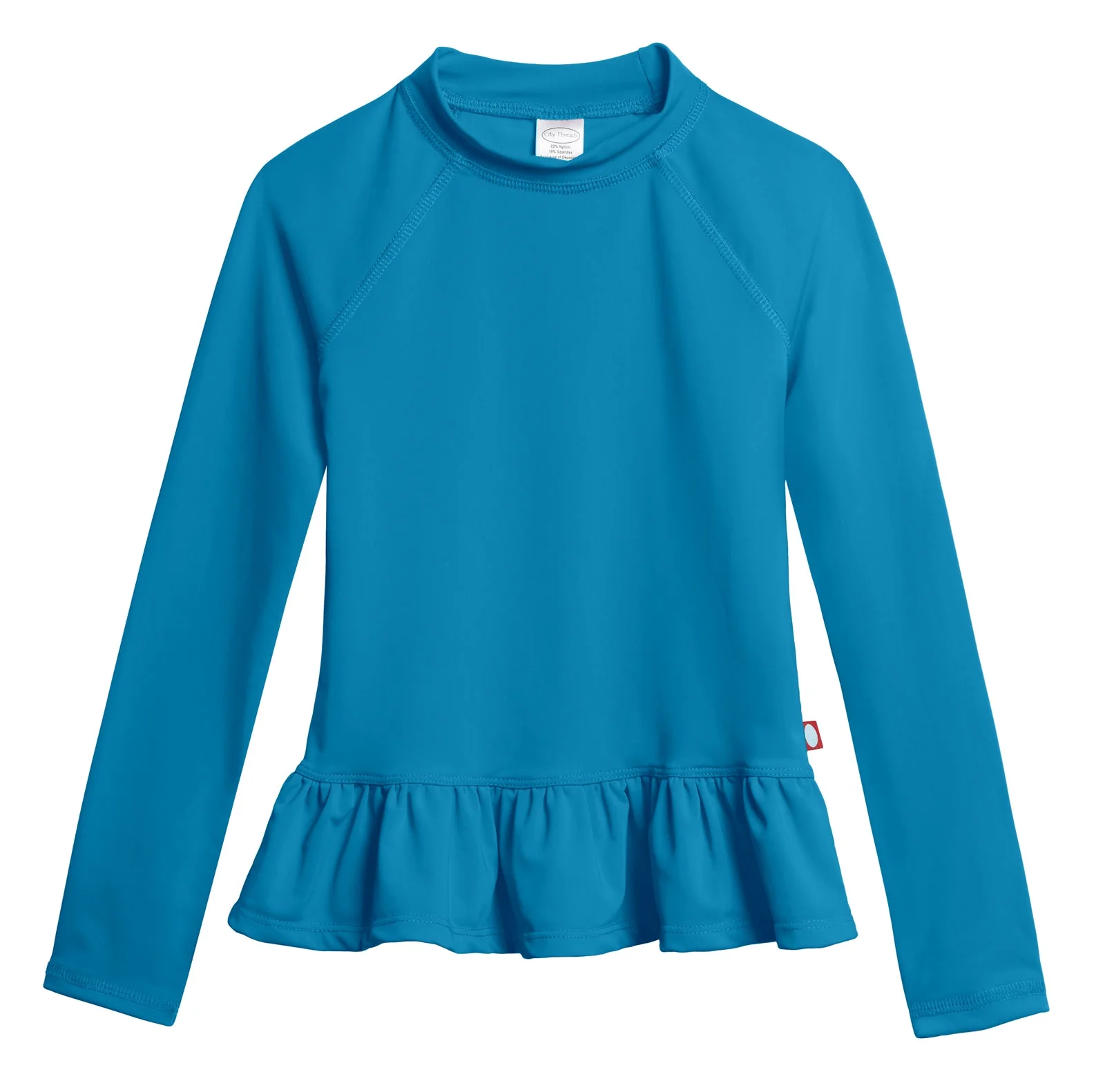 Girls UPF 50+ Peplum Long Sleeve Rashguard | Teal - Drispect